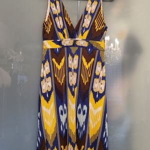 SOLD - Tory Burch Large Carmondy Washable Silk Jersey Stretch Sheath Poppy Luau